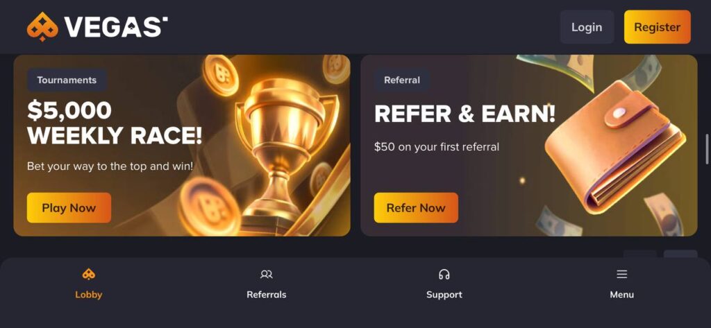 Vegastars Mobile Website